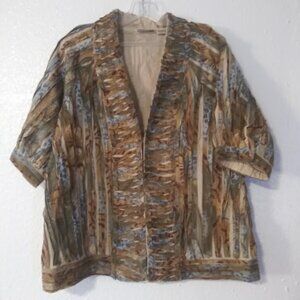 Chico's women's size 2 (L) multicolored short sleeve cardigan